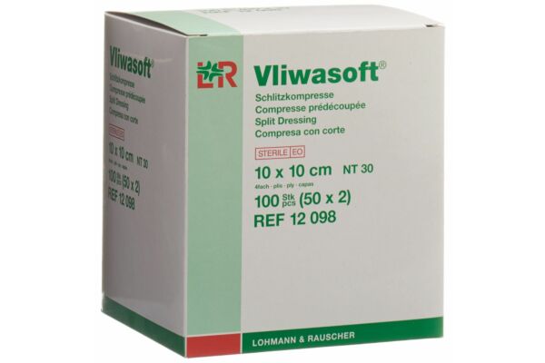 Vliwasoft compresses à fente en Y 10x10cm stérile 50 x 2 pce