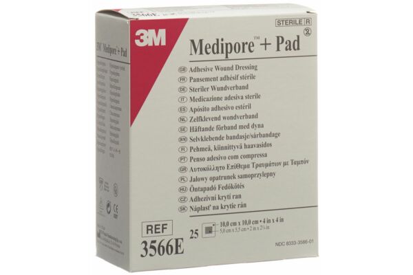 3M Medipore+Pad 10x10cm Wundkissen 5x5.5cm 25 Stk
