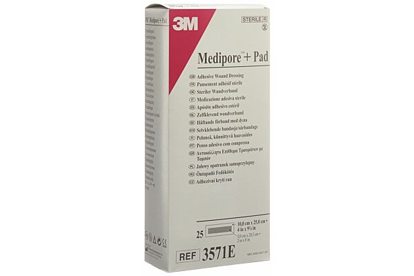 3M Medipore+Pad 10x25cm compresse 5x20.5cm 25 pce