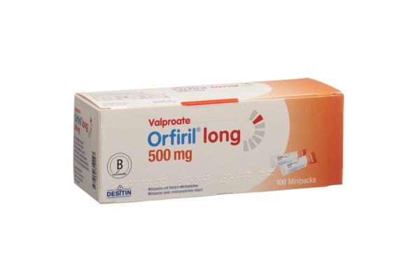 Orfiril long Minipacks avec mini-comprimés retard 500 mg sach 100 pce