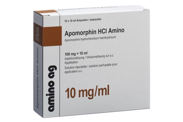 Apomorphin HCl Amino Inj Lös 100 mg/10ml 10 Amp 10 ml