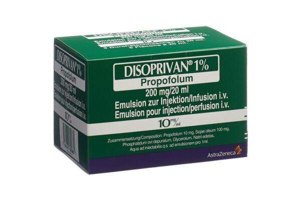 Disoprivan 1% émuls inj 200 mg/20ml 5 flac 20 ml