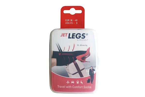 Jet Legs travel socks 36-40 black carton 1 paire