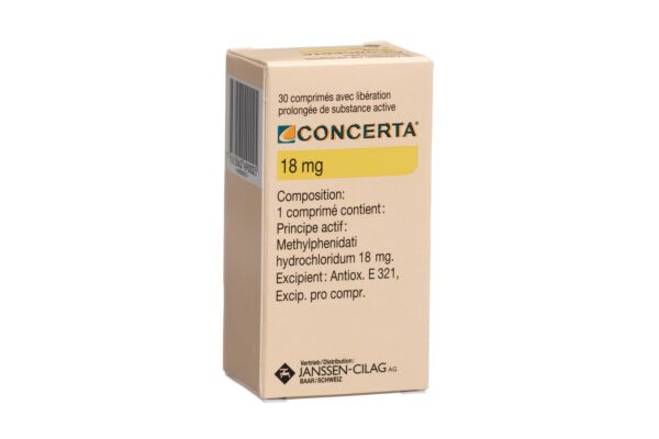 Concerta cpr ret 18 mg fl 30 pce