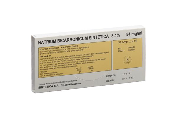 Natrium Bicarbonicum Sintetica Inj Lös 8.4 % 10 Amp 2 ml