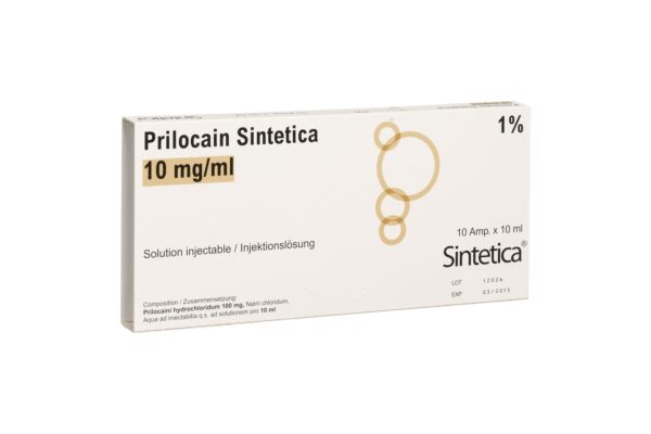 Prilocain Sintetica Inj Lös 10 mg/ml 10 Amp 10 ml