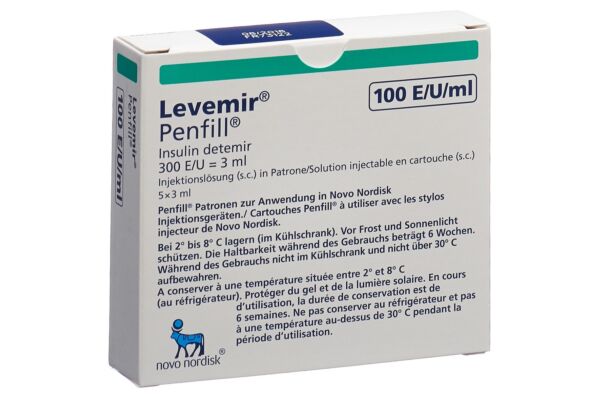 Insuline Levemir Penfill sol inj 100 U/ml 5 cartouche 3 ml