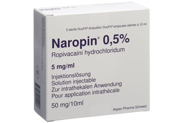 Naropin sol inj 50 mg/10ml ampoules duofit 5 pce