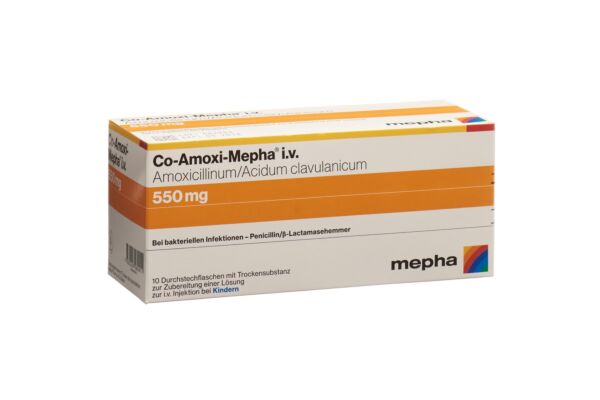 Co-Amoxi-Mepha subst sèche 550 mg flac 10 pce