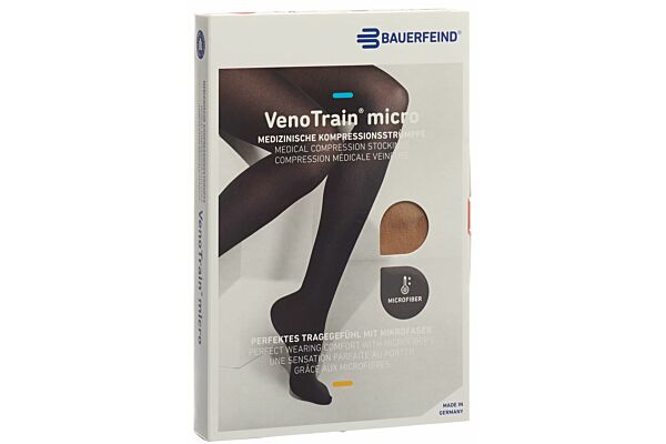 VENOTRAIN MICRO A-D CCL2 M plus/short pied ouvert caramel 1 paire