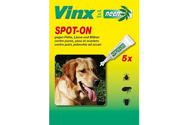 Vinx bio spot on gouttes au neem chien 5 x 1 ml