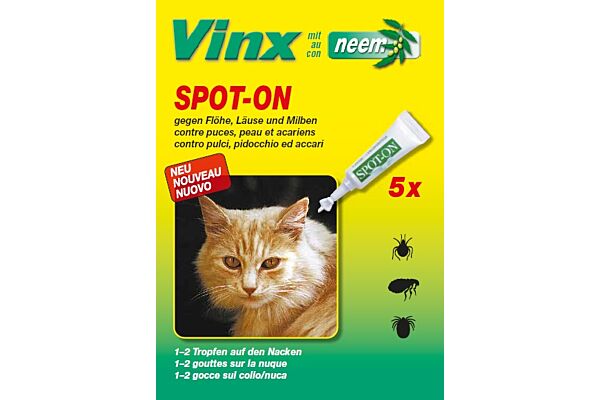 Vinx bio spot on gouttes au neem chat 5 x 1 ml