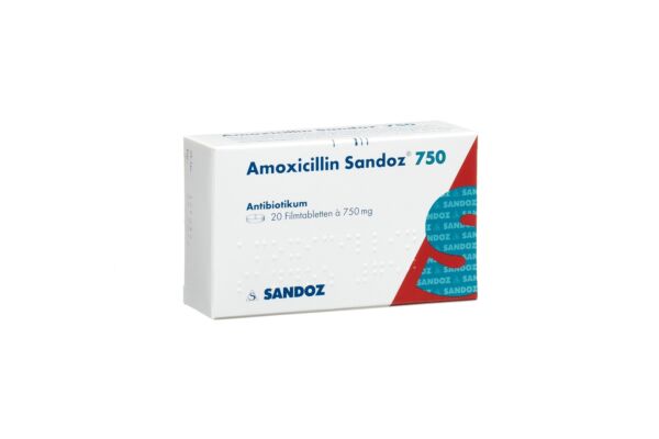 Amoxicilline Sandoz cpr pell 750 mg 20 pce