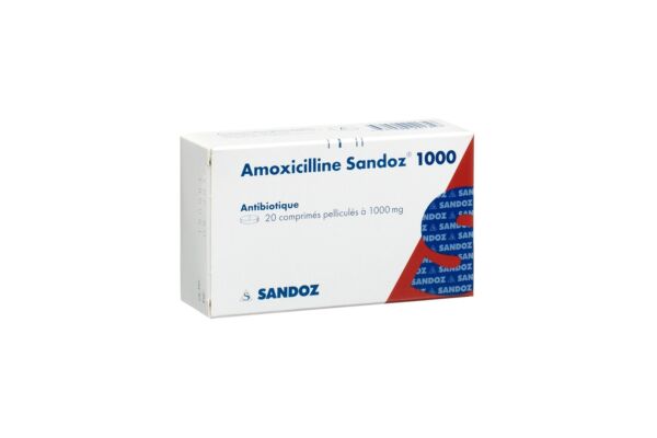 Amoxicilline Sandoz cpr pell 1000 mg 20 pce