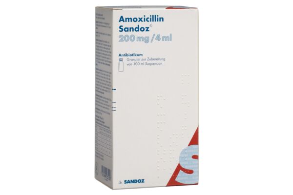 Amoxicilline Sandoz gran 200 mg/4ml pour suspension fl 100 ml