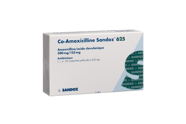 Co-Amoxicilline Sandoz cpr pell 625 mg 20 pce