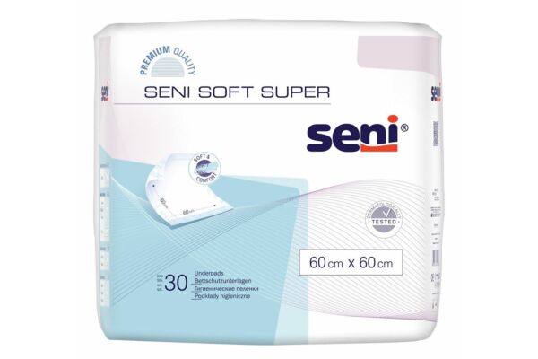 Seni Soft Super Einmal-Bettschutz 60x60cm 4 Tropfen 30 Stk