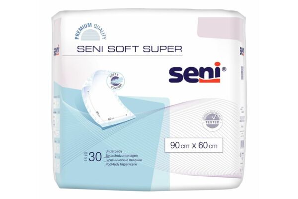 Seni Soft Super Einmal-Bettschutz 90x60cm 4 Tropfen 30 Stk
