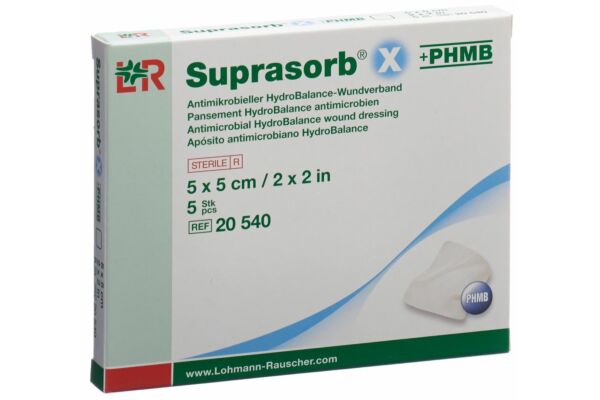 Suprasorb X + PHMB pansement HydroBalance 5x5cm antimicrobien 5 pce