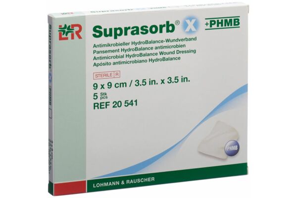 Suprasorb X + PHMB HydroBalance-Wundverband 9x9cm antimikrobiell 5 Stk