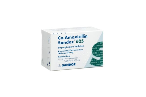 Co-Amoxicilline Sandoz cpr disp 625 mg 10 pce