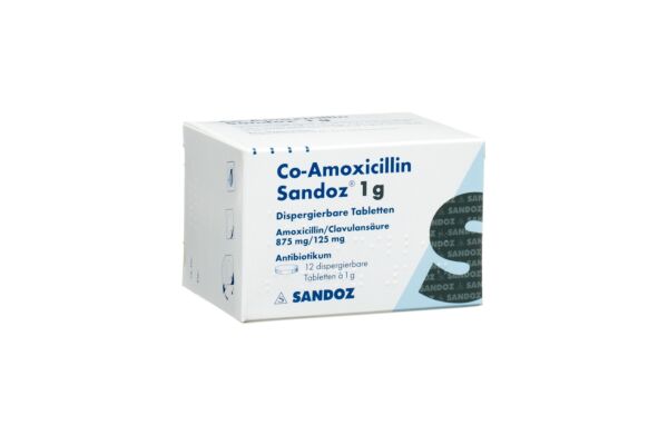 Co-Amoxicilline Sandoz cpr disp 1 g 12 pce