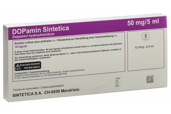 Dopamin Sintetica conc perf 50 mg 10 amp 5 ml