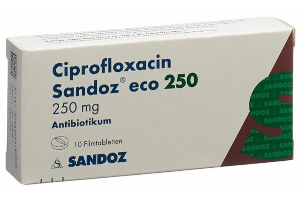 Ciprofloxacin Sandoz eco Filmtabl 250 mg 10 Stk
