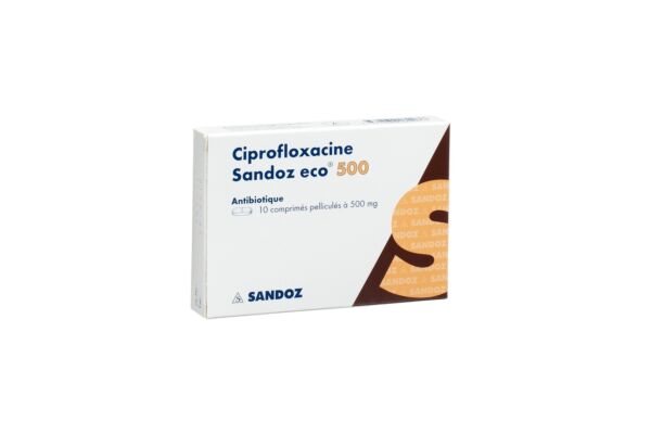 Ciprofloxacine Sandoz eco cpr pell 500 mg 10 pce