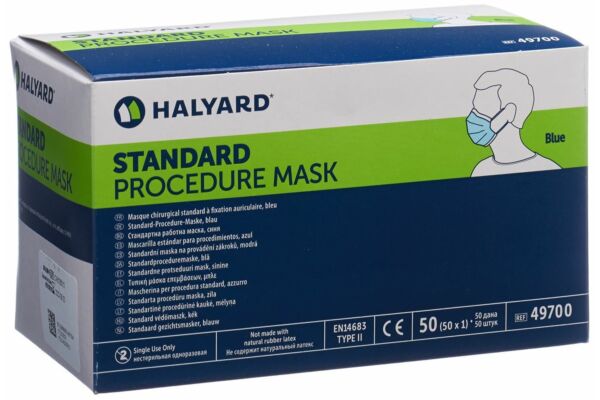Halyard masques Procedure protect bleu type IIR 50 pce