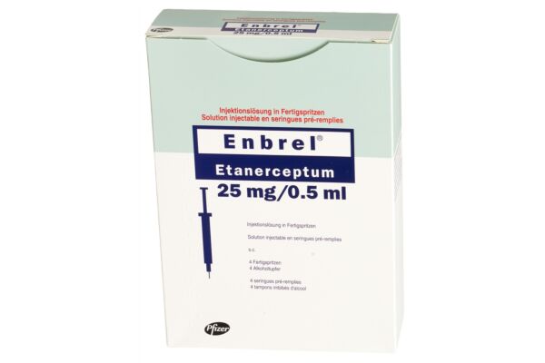 Enbrel Inj Lös 25 mg/0.5ml 4 Fertspr 0.5 ml