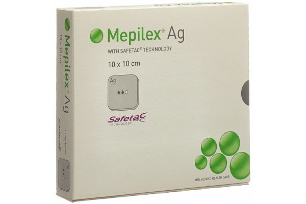 Mepilex Ag pansement hydrocellulaire Safetac 10x10cm silicone 5 pce