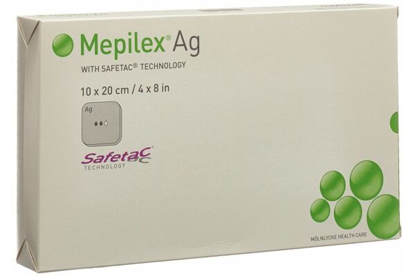 Mepilex Ag pansement hydrocellulaire Safetac 10x20cm silicone 5 pce