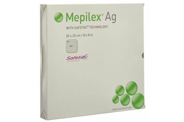 Mepilex Ag pansement hydrocellulaire Safetac 20x20cm silicone 5 pce