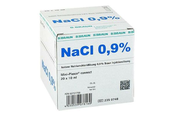 NaCl B. Braun Träger Lös 0.9 % 10ml Mini Plasco connect 20 Stk