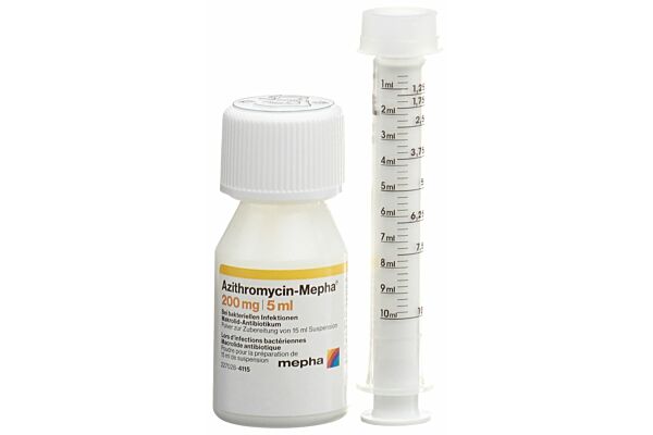 Azithromycin-Mepha pdr 200 mg/5ml pour la préparation d’une suspension buvable 30 ml