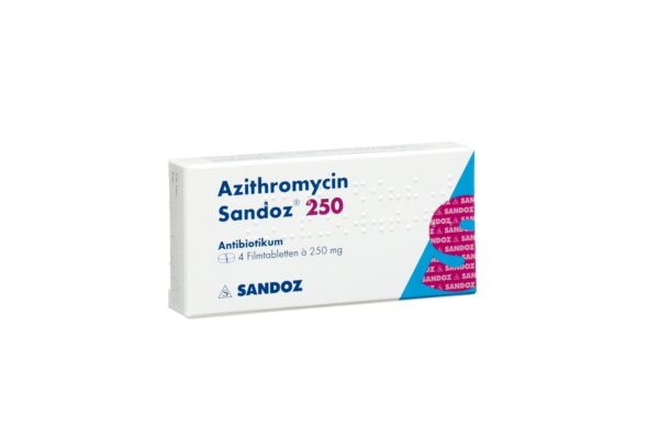 Azithromycine Sandoz cpr pell 250 mg 4 pce