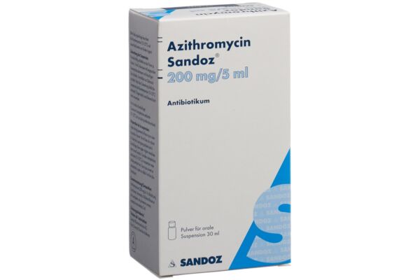 Azithromycine Sandoz pdr 200 mg/5ml pour la préparation d'une suspension buvable fl 30 ml