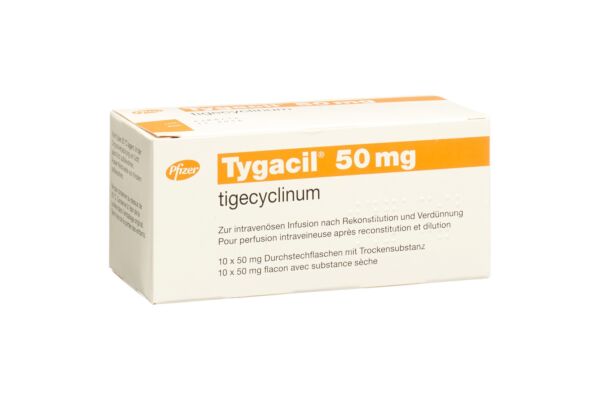 Tygacil subst sèche 50 mg flac 10 pce