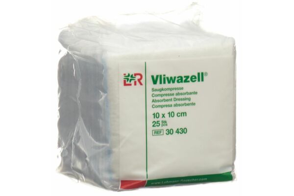 Vliwazell compresse absorbante 10x10cm 25 pce