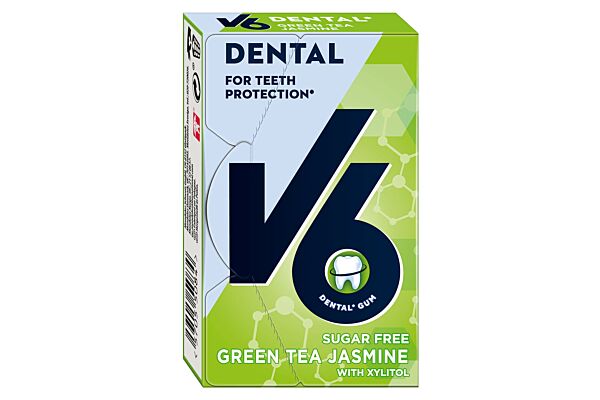 V6 Dental Care chewing gum Green Tea Jasmine box