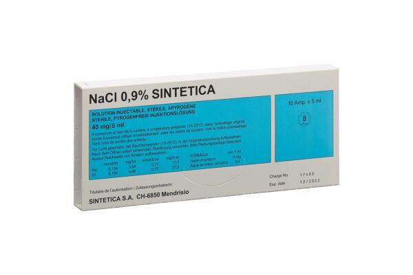 NaCl 0.9% Sintetica sol inj 45 mg/5ml 5ml ampoules 10 pce