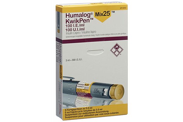 Humalog Mix 25 KwikPen Insulin Inj Susp 100 IE/ml 5 Fertspr 3 ml