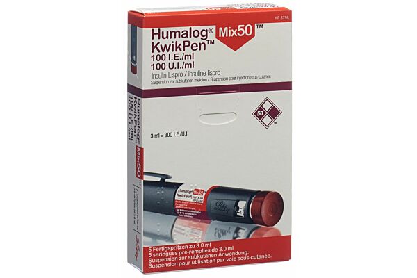 Humalog Mix 50 KwikPen Insulin Inj Susp 100 IE/ml 5 Fertspr 3 ml