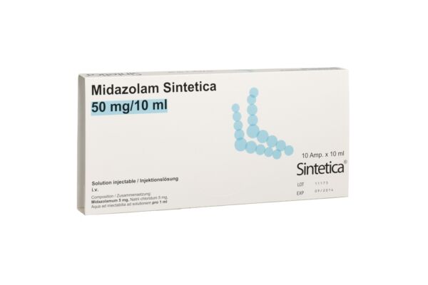 Midazolam Sintetica Inj Lös 50 mg/10ml 10 Amp 10 ml