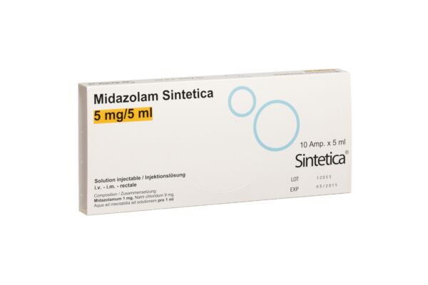 Midazolam Sintetica Inj Lös 5 mg/5ml 10 Amp 5 ml
