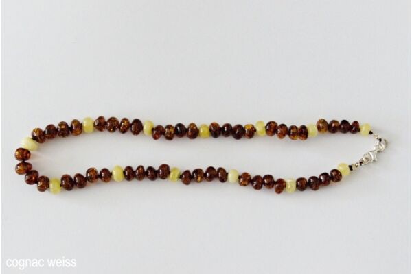 Amberstyle collier d'ambre cognac blanc 32cm avec fermoir à crochet