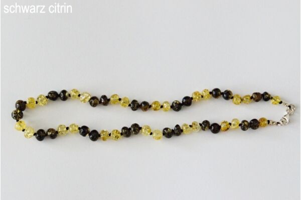 Amberstyle collier d'ambre noir jaune 32cm avec fermoir à crochet