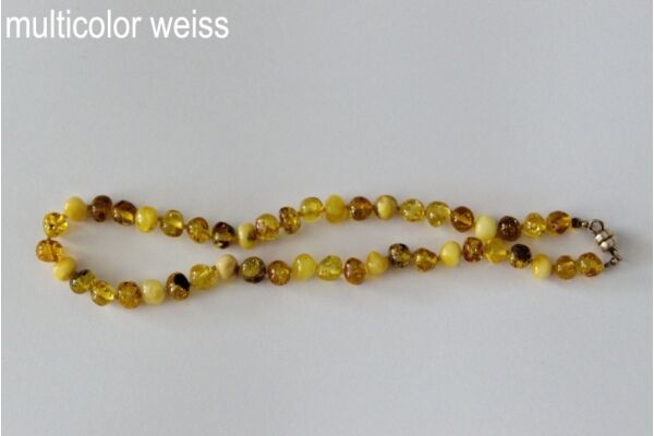 Amberstyle collier d'ambre multicolor blanc 32cm avec fermoir magnétique