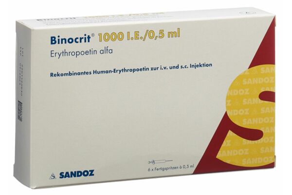 Binocrit Inj Lös 1000 IE/0.5ml 6 Fertspr 0.5 ml